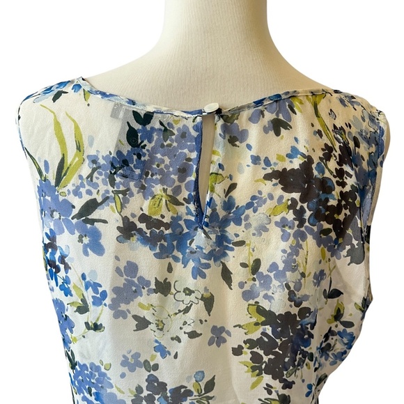 DONCASTER COLLECTION BLOUSE 10 100% SILK RUFFLES SIDE ZIP FLORAL SUMMER FEMININE - Picture 6 of 13